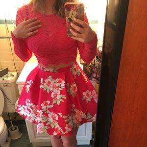 2 piece pink floral summer dress size 5/6.